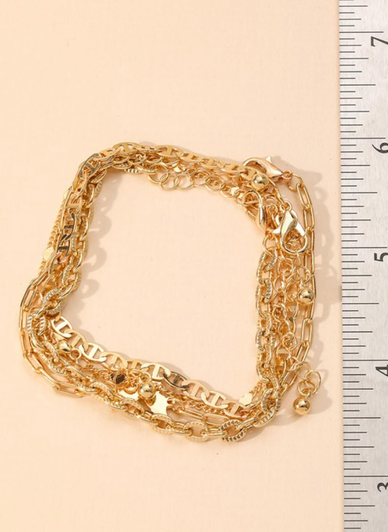 Acetate Chain Link Bracelet Keychain Featuring A Genuine Lea (750310)