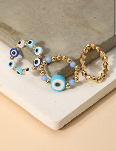 Evil Eye Beaded Ring Set